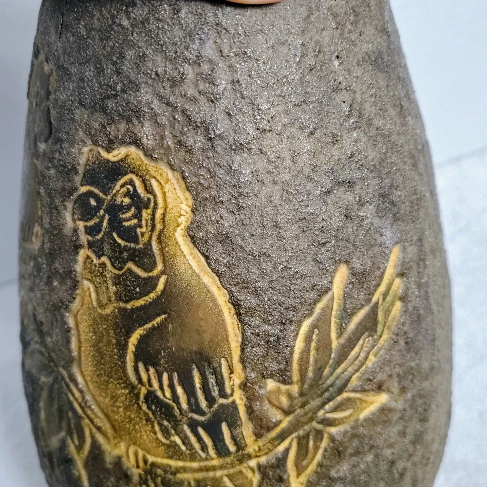 Vintage JJO Holland Holz Pottery Vase Bird Motif Signed Numbered Decor‎